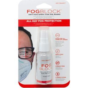 KeySmart FogBlock - Anti-Fog Spray for Masks with Glasses, Sunglasses & Goggles